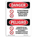 Signmission OSHA, LP Gas Storage No Smoking 50 Ft Bilingual, 18in X 12in Rigid Plastic, 12" W, 18" L, Spanish OS-DS-P-1218-VS-1444